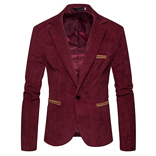 EWFAS Herren Cord Anzugjacke, Herren Retro Sakko Freizeit Blazer Regular Fit Winterjacken Sportlich Jakett Slim Fit Freizeit Blazer Casual Cord Blazer Jacke Slim Fit Einem-Knopf Sport Mantel von EWFAS