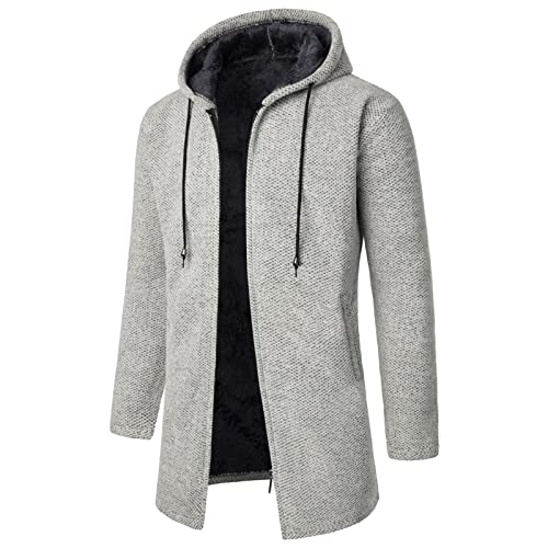 EWFAS Herren Mantel Winter Lang Warm Wollmantel Business Wintermantel Winterjacke Freizeit mit Kapuze Wintermantel Herren Kurzmantel Slim Fit Mantel mit Stehkragen Warm Mantel Business Freizeit von EWFAS
