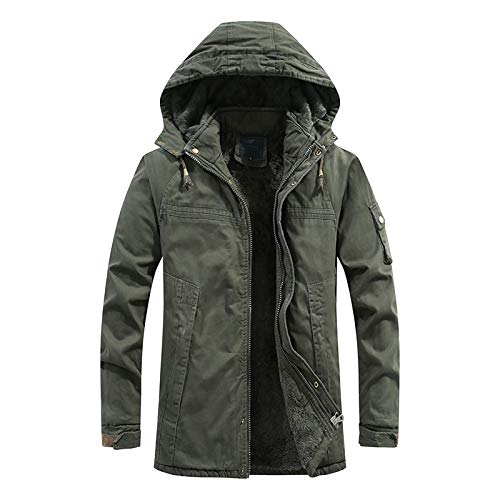 EWFAS Herren Warme Winterjacke Parka Lang Wintermantel Mit Kunstfell Kapuze Outdoor Gefütterte Steppjacke Jacke Vintage Herren Army Outdoor Jacke Herren Warme Winterjacke Parka Jacke von EWFAS