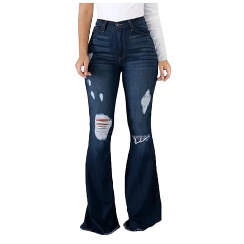 Jeans Hose Damen Mit Löcher Eng Jeans Hosen Frauen Modern Jeanshose Damen Schwarz Skinny Löcher Schwarze Hoch taillierte Schmal sitzende Jeans-Bleistifthose Skinny Jeans von EWFAS