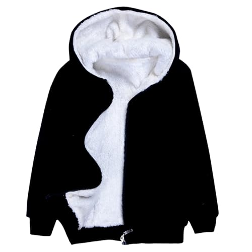 EWFAS Jungen Sweatjacke Gefüttert Kinder Hoodie Sweatshirt Kapuzenpullover Fleecejacke mit Kapuze Langarm Warme Winterjacke Classic Pullover mit Reißverschluss Kapuzenjacke Sweatshirt von EWFAS