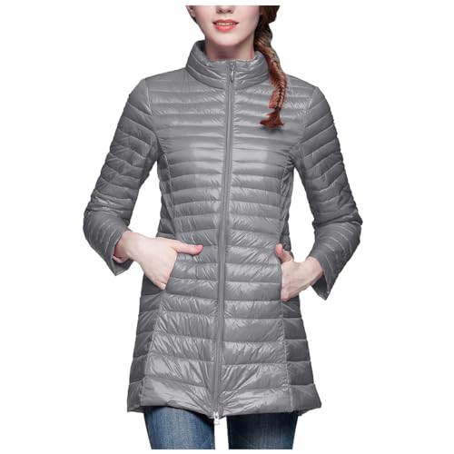 EWFAS Lange Leichte Daunenjacke Damen Steppjacke Damen Lang Leicht Puffer Jacke Mantel Langer Daunenmantel Lang Leichter Steppmantel Damen Down Jacket Women Gesteppte Ultraleichte Jacket von EWFAS