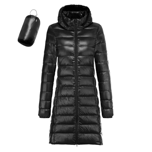 EWFAS Leichte Daunenjacke Damen Lang Leicht Puffer Jacke Steppjacke Damen Übergangsjacke Dünne Daunenmantel Damen Puffer Mantel Leichter Steppmantel Winter Down Jacket von EWFAS
