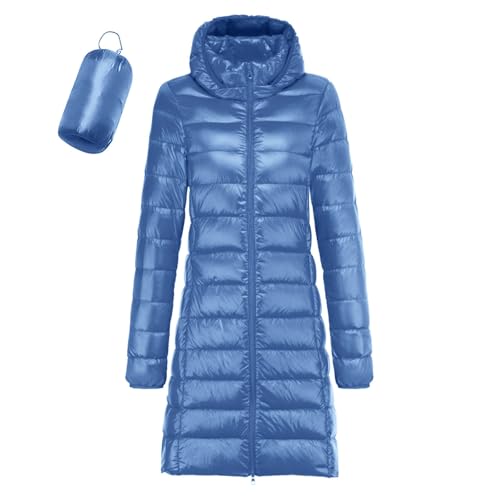 EWFAS Leichte Daunenjacke Damen Lang Leicht Puffer Jacke Steppjacke Damen Übergangsjacke Dünne Daunenmantel Damen Puffer Mantel Leichter Steppmantel Winter Down Jacket von EWFAS