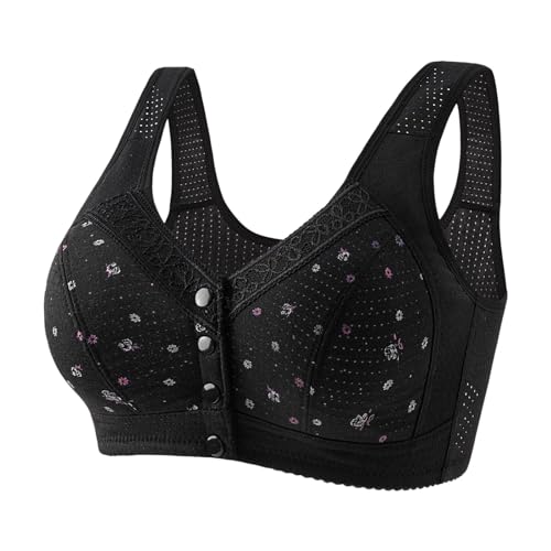 EWFAS Sport BH Vorne Verschließbar Große Größen Ohne Bügel Starker Halt Workout Yoga Bra Gym Sport BH Mit Reißverschluss Damen Fitness Push Up Gepolstert Halt Sport BH von EWFAS
