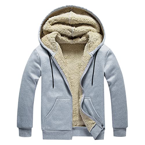 EWFAS Winterjacke Herren, Fleecejacke Warme Gefüttert Skijacke Outdoor Winddicht Jacke Verdickt Funktionsjacke Mit Kapuze Reißverschluss Sweatjacke Wintermantel von EWFAS