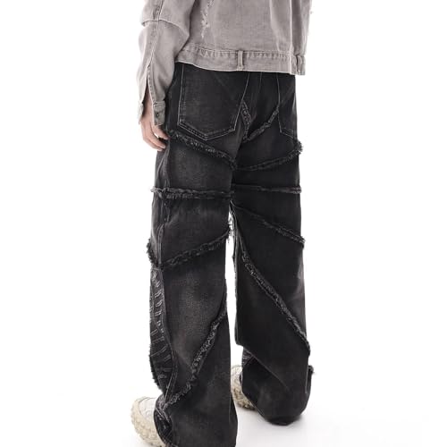 Herren Baggy Jeans Y2K Hose Cargo Jeans Stretch Jogger Herren Chino Gerade Bein Jeanshose Vintage Jeans mit Taschen Grunge Hip Hop Baggy Hose Straight Leg Grafik Denim Jogger Lose Goth Hosen von EWFAS