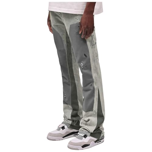 Herren Baggy Jeans Y2K Hose Cargo Jeans Stretch Jogger Herren Chino Gerade Bein Jeanshose Vintage Jeans mit Taschen Grunge Hip Hop Baggy Hose Straight Leg Grafik Denim Jogger Lose Goth Hosen von EWFAS