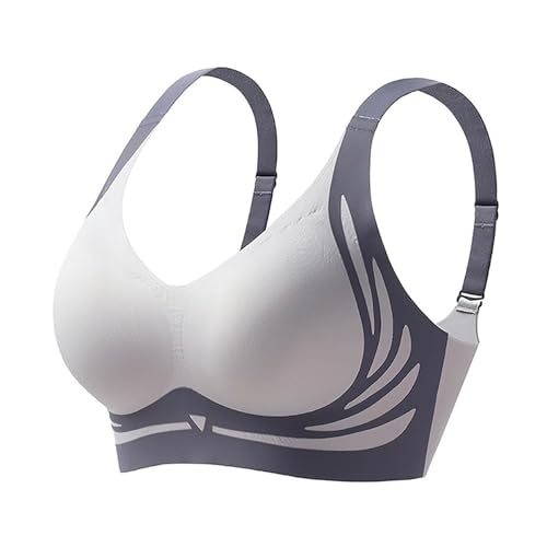 Nahtloser BH Damen Ohne Bügel Bequemer BH Push Up Soft BH V Ausschnitt Weicher Bustier Ultrakomfortable BH Gepolstert Bralette T-Shirts BH Seamless Bra Schlaf BH von EWFAS