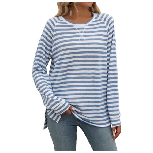 Ringelshirt Schwarz Weiß Damen Karneval Schwarzes Gestreiftes T Shirt Gestreift Langarmshirt Langarm Sweatshirt Pullover Oberteile Lang Pulli Streifenshirt Matrosen Kostüm Longsleeve Tshirt von EWFAS