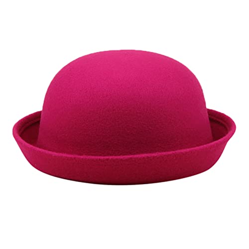 Winter Filzhut Damen Fedora Filzmütze Warm Wintermütze Mädchen Winterhut Filz Damenmütze Wollhut Weich Damenhut Einfarbig Schlapphut One Size Eimerhut für Outdoor Freizeit Bowler Flat Top Party Cap von EWFAS