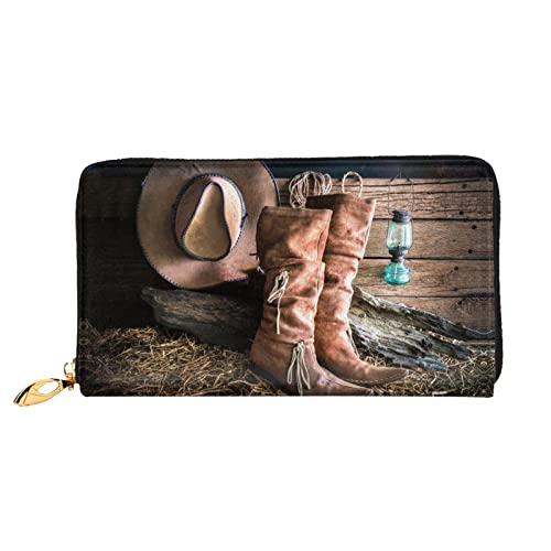 EWMAR Cowgirl Boots Hat in Farm Advanced Simulation Leder Herren und Damen Stil Leder Geldbörse, Minimalistische Geldbörse mit Mode und Einfachem Design, Cowgirl-Stiefelhut im Bauernhof., von EWMAR