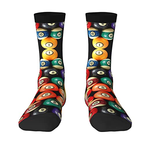 EWMAR Farbe Billard Mittellange Socken Freizeit Sport Print Polyester Socken für Männer und Frauen, 2 schwarz, EinheitsgröÃŸe von EWMAR