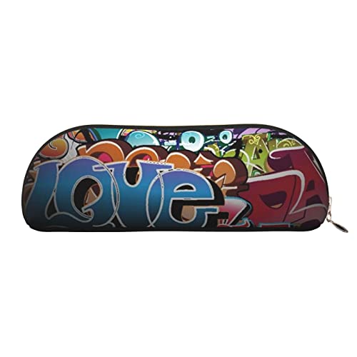 EWMAR Graffiti Hip Hop Print Leder Stifteetui Federmäppchen Tragbare Reise Kosmetik Tasche Gadget Tasche für Teenager Jungen Mädchen, gold, Einheitsgröße, Kinderrucksack von EWMAR