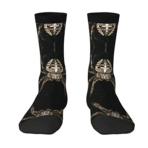 EWMAR Gruselige Spinne Mittellange Socken Freizeit Sport Print Polyester Socken Für Männer Und Frauen, 2 schwarz, EinheitsgröÃŸe von EWMAR