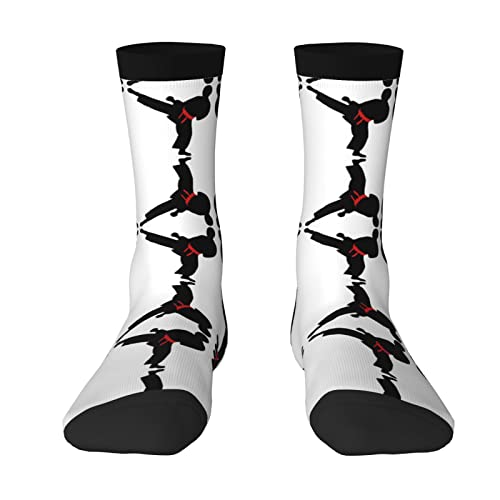 EWMAR Karate Junge Veränderbare Gürtel Farbe Mittellange Socken Freizeit Sport Print Polyester Socken Für Männer Und Frauen, 3 Schwarz, EinheitsgröÃŸe von EWMAR