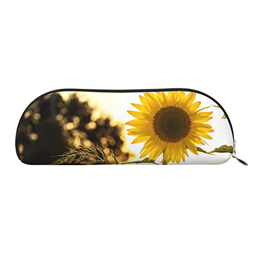 EWMAR Leder-Stifteetui mit Sonnenblumen-Druck, tragbar, für Reisen, Kosmetiktasche, Gadget-Tasche für Teenager, Jungen, Mädchen, gold, Einheitsgröße, Kinderrucksack von EWMAR