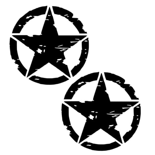 2 Stück Autoaufkleber, 15 cm Aufkleber Sterne Schwarz, 4x4 Off Road Army Stern Militär Zerstört Military Star US Army Aufkleber, für Auto oder Motorrad von EWOECUI