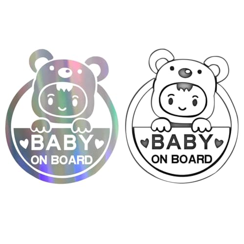 2 Stück Baby on Board Aufkleber, Baby on Board Aufkleber Reflektierend Auto Sticker, Baby Auto Aufkleber, Abnehmbare Sicherheit Aufkleber, an Bord Aufkleber, Niedlichen Baby Fenster Auto Aufkleber von EWOECUI