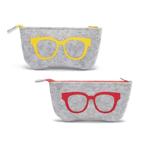 2 Stück Brillenetui, Filz Brillenetui, Soft Slip in Pouch Holder Case Bag, Brillen Aufbewahrungsetui Make-up Pouch Brillenhülle von EWOECUI
