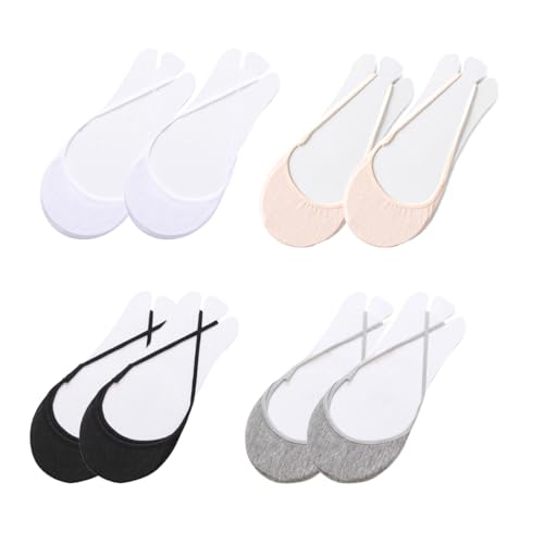 4 Paar Füßlinge Damen, Damen Füßlinge Socken, No Show Ballerina Socken Atmungsaktiv Halbsocken für Sling Back Heels von EWOECUI
