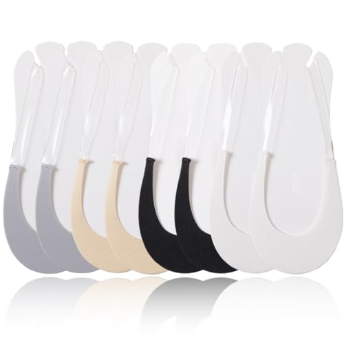 4 Paar Füßlinge Damen, No Show Ballerina Socken Atmungsaktiv Halbsocken für Sling Back Heels, Low Cut Ballerina Socken Unsichtbare Halbsocken mit Transparent TPU Sling (A) von EWOECUI