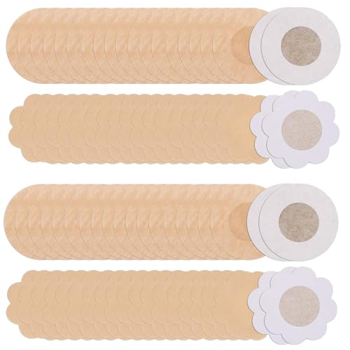 80 Stück Nippelabdeckungen, Unsichtbare Nippelabdeckung, Einweg Brust Aufkleber Nippel Cover Nippelpads, Natürliche Unsichtbare Selbstklebend Nippelaufkleber (Blume, rund) von EWOECUI