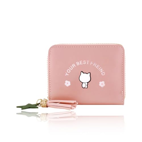 Geldbeutel Kinder, Nette Portmonee Kinder Portemonnaie mit Kartenhalter PU Leder Mini Geldbörse Kinder mit Quaste Reißverschluss für Kinder Teens Mädchen Frauen von EWOECUI