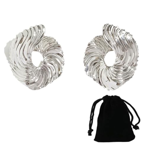 Ohrringe Groß Tropfenohrringe Silber, Silber Creolen Damen Breit Ohrringe von EWOECUI