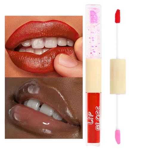 Doppelseitiger Lipgloss | Täglicher Lippenstift für Frauen,Feuchtigkeitsspendendes Lipgloss-Öl, Doppelkopf-Lipgloss, nicht klebriger Lippenfleck, feuchtigkeitsspendendes Lippenöl, täglicher Ewoke von EWOKE