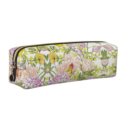 EWQrtyy Federmäppchen, Leder, mit Reißverschluss, Zubehörhalter, Schreibwarentasche, Geschenk für den Schulanfang, Violett und Gelb, gold, Einheitsgröße, Kosmetiktasche von EWQrtyy