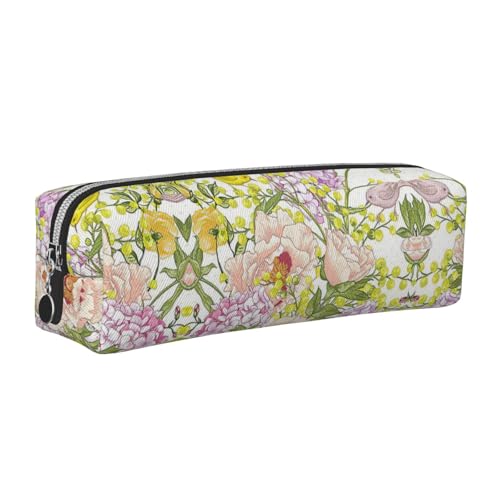 EWQrtyy Federmäppchen, Leder, mit Reißverschluss, Zubehörhalter, Schreibwarentasche, Geschenk für den Schulanfang, Violett und Gelb, silber, Einheitsgröße, Kosmetiktasche von EWQrtyy