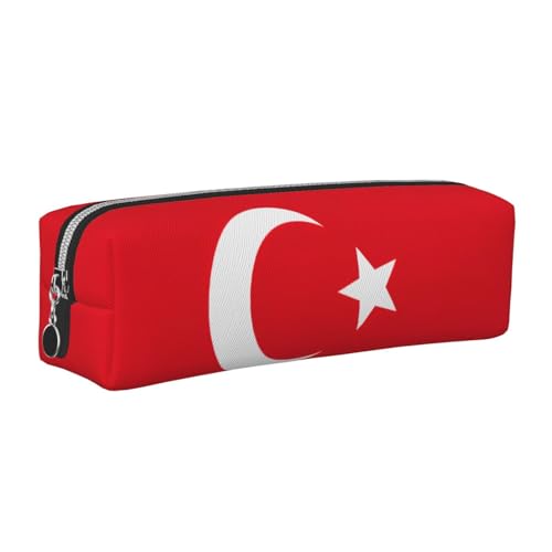 EWQrtyy Federmäppchen, Motiv: Flagge der Türkei, Leder, mit Reißverschluss, Zubehörhalter, Schreibwaren-Tasche, Geschenk zum Schulanfang, silber, Einheitsgröße, Kosmetiktasche von EWQrtyy