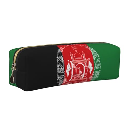 EWQrtyy Federmäppchen, Motiv: Flagge von Afghanistan, Leder, mit Reißverschluss, Zubehörhalter, Schreibwaren-Tasche, Geschenk zum Schulanfang, gold, Einheitsgröße, Kosmetiktasche von EWQrtyy