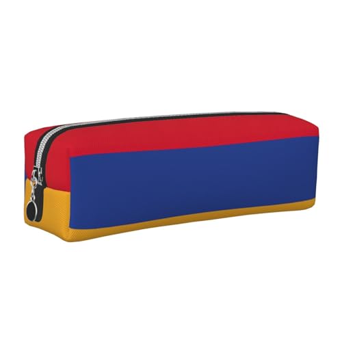 EWQrtyy Federmäppchen, Motiv: Flagge von Armenien, Leder, mit Reißverschluss, Zubehörhalter, Schreibwarentasche, Geschenk für den Schulanfang, silber, Einheitsgröße, Kosmetiktasche von EWQrtyy