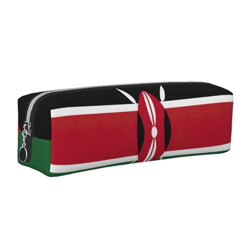 EWQrtyy Federmäppchen, Motiv: Flagge von Kenia, Leder, mit Reißverschluss, Zubehörhalter, Schreibwarentasche, Geschenk für den Schulanfang, silber, Einheitsgröße, Kosmetiktasche von EWQrtyy