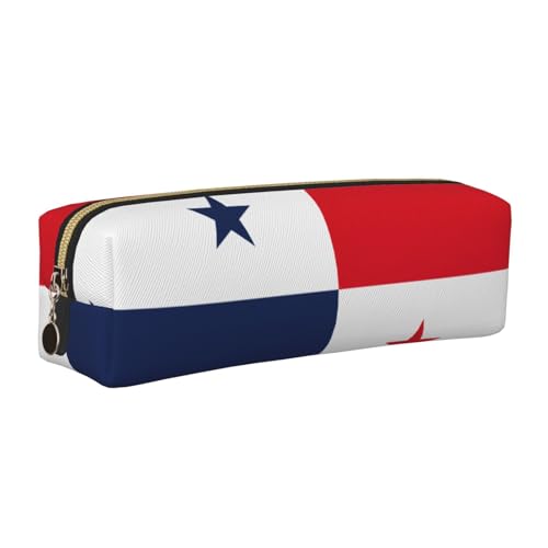 EWQrtyy Federmäppchen, Motiv: Flagge von Panama, Leder, mit Reißverschluss, Zubehörhalter, Schreibwaren-Tasche, Geschenk zum Schulanfang, gold, Einheitsgröße, Kosmetiktasche von EWQrtyy