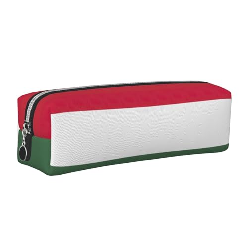 EWQrtyy Federmäppchen, Motiv: Flagge von Ungarn, Leder, mit Reißverschluss, Zubehörhalter, Schreibwarentasche, Geschenk für den Schulanfang, silber, Einheitsgröße, Kosmetiktasche von EWQrtyy