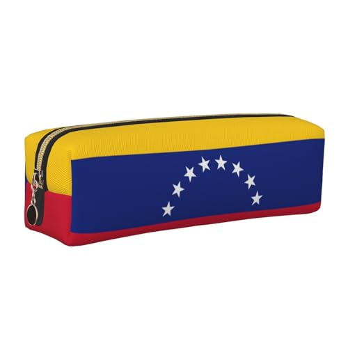 EWQrtyy Federmäppchen, Motiv: Flagge von Venezuela, Leder, mit Reißverschluss, Zubehörhalter, Schreibwarentasche, Geschenk zum Schulanfang, gold, Einheitsgröße, Kosmetiktasche von EWQrtyy