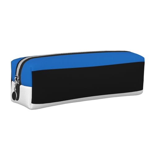 EWQrtyy Federmäppchen aus Leder, Motiv: Flagge Estlands, Reißverschluss, Zubehörhalter, Schreibwaren-Tasche, Geschenk für den Schulanfang, silber, Einheitsgröße, Kosmetiktasche von EWQrtyy