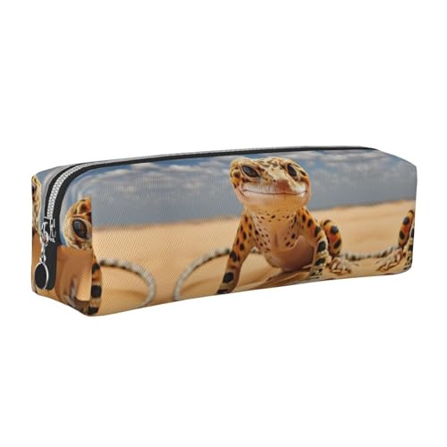 EWQrtyy Federmäppchen aus Leder, mit Leoparden-Motiv, mit Reißverschluss, Zubehörhalter, Schreibwaren-Tasche, Geschenk für den Schulanfang, silber, Einheitsgröße, Kosmetiktasche von EWQrtyy