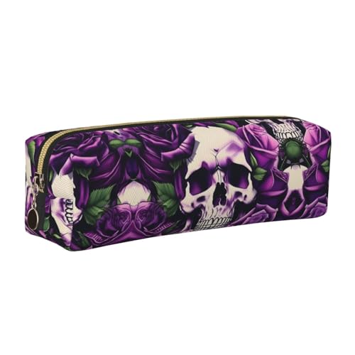 EWQrtyy Federmäppchen aus Leder, mit Reißverschluss, Zubehörhalter, Schreibwaren-Tasche, Geschenk für den Schulanfang, Violett, gold, Einheitsgröße, Kosmetiktasche von EWQrtyy