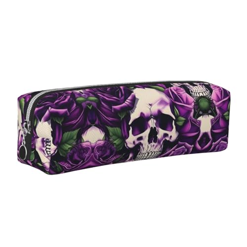 EWQrtyy Federmäppchen aus Leder, mit Reißverschluss, Zubehörhalter, Schreibwaren-Tasche, Geschenk für den Schulanfang, Violett, silber, Einheitsgröße, Kosmetiktasche von EWQrtyy