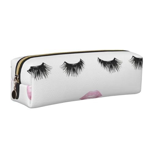 EWQrtyy Federmäppchen aus Leder, mit Reißverschluss, Zubehörhalter, Schreibwaren-Tasche, Geschenk für den Schulanfang, Weiß, gold, Einheitsgröße, Kosmetiktasche von EWQrtyy