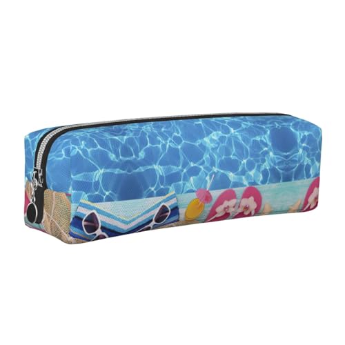 EWQrtyy Federmäppchen aus Leder, mit Reißverschluss, Zubehörhalter, Schreibwaren-Tasche, Geschenk für den Schulanfang, silber, Einheitsgröße, Kosmetiktasche von EWQrtyy