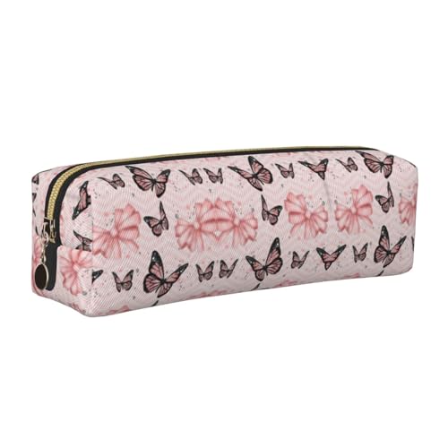 EWQrtyy Federmäppchen aus Leder, mit Schmetterlingsmotiv, mit Reißverschluss, Zubehörhalter, Schreibwarentasche, Geschenk für den Schulanfang, gold, Einheitsgröße, Kosmetiktasche von EWQrtyy