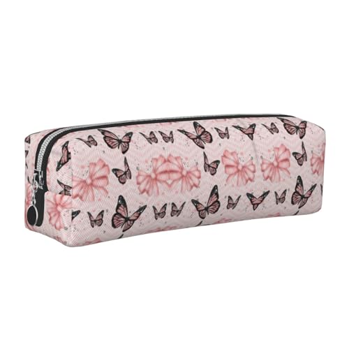 EWQrtyy Federmäppchen aus Leder, mit Schmetterlingsmotiv, mit Reißverschluss, Zubehörhalter, Schreibwarentasche, Geschenk für den Schulanfang, silber, Einheitsgröße, Kosmetiktasche von EWQrtyy