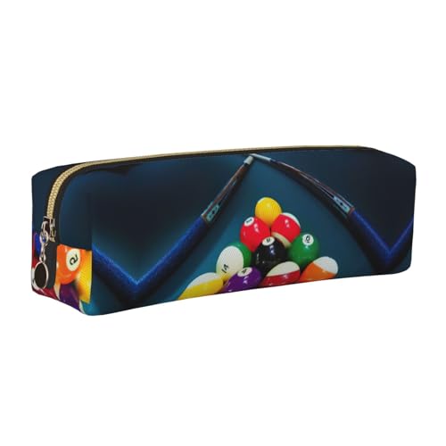 EWQrtyy Federmäppchen aus Leder mit Billarddruck, Reißverschluss-Tasche, Zubehörhalter, Schreibwaren-Tasche, Geschenk für den Schulanfang, gold, Einheitsgröße, Kosmetiktasche von EWQrtyy