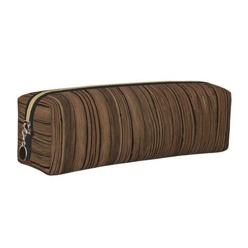 EWQrtyy Federmäppchen aus Leder mit Holzmaserung, Reißverschluss, Zubehörhalter, Schreibwarentasche, Geschenk für den Schulanfang, gold, Einheitsgröße, Kosmetiktasche von EWQrtyy