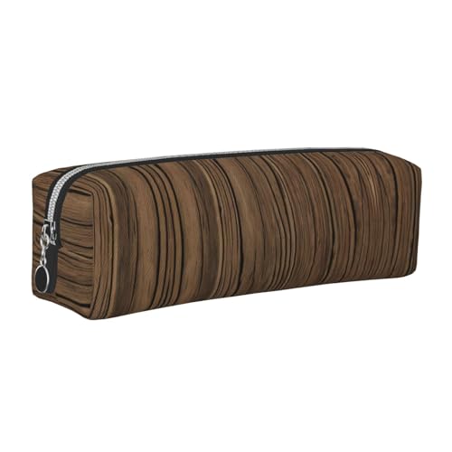 EWQrtyy Federmäppchen aus Leder mit Holzmaserung, Reißverschluss, Zubehörhalter, Schreibwarentasche, Geschenk für den Schulanfang, silber, Einheitsgröße, Kosmetiktasche von EWQrtyy